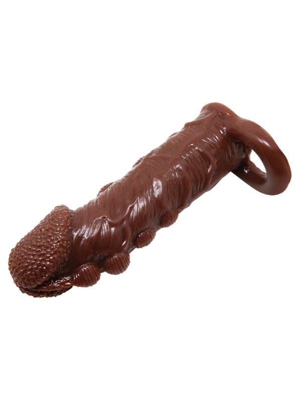 Censan 3 cm Uzatmalı Damarlı Penis Kılıfı Esmer