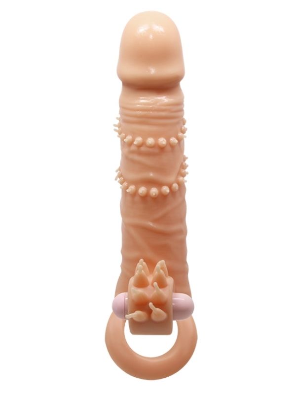 Censan 4 cm Dolgu Uzatmalı Titreşimli Penis Kılıfı