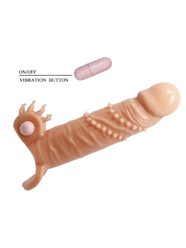 Censan 4 cm Dolgu Uzatmalı Titreşimli Penis Kılıfı