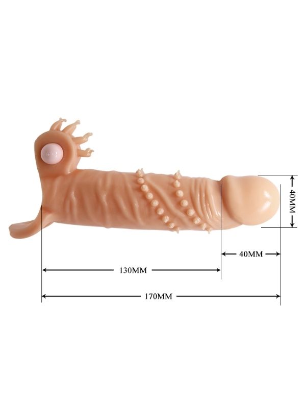 Censan 4 cm Dolgu Uzatmalı Titreşimli Penis Kılıfı