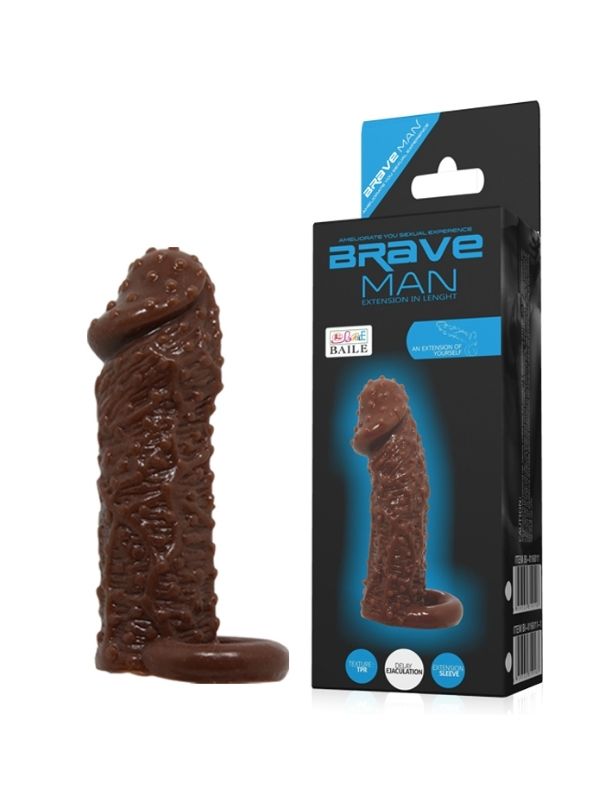 Censan 4 cm Uzatmalı Damarlı Penis Kılıfı Esmer