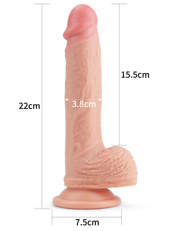 Censan 8.5 İnç Dual layered Platinum Silicone Cock Ten Dildo