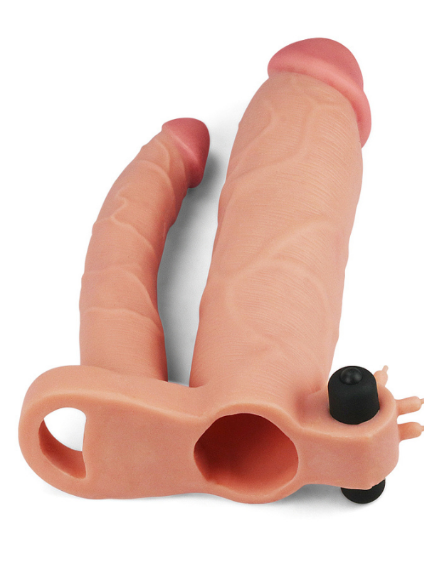 Censan Add 3 İnç Pleasure X Tender Vibrating Double Penis Sleeve Penis Kılıfı