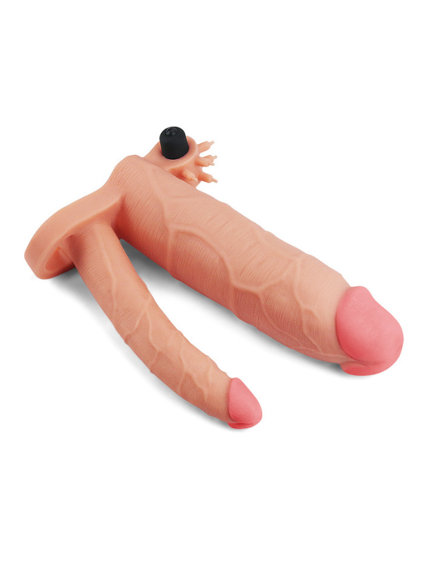 Censan Add 3 İnç Pleasure X Tender Vibrating Double Penis Sleeve Penis Kılıfı