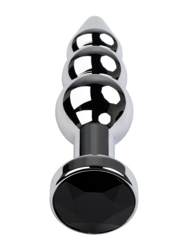 CENSAN Anal Plug Metal gümüş siyah kristalli 11 cm