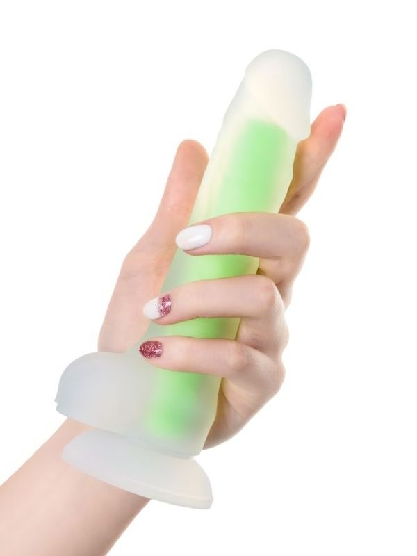 Censan Beyond Yeşil Dick Glow Gece Parlayan Dildo, Silikon, Şeffaf, 18 cm