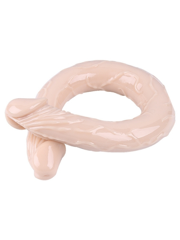 Censan Çift Taraflı Esnek Dildo 40 cm – Gerçekçi Dokulu Ten Renk