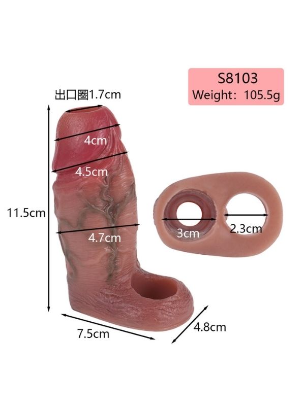 Censan Dolgulu Testis Geçmeli Ucu Açık Penis Kılıfı Model no: S8103