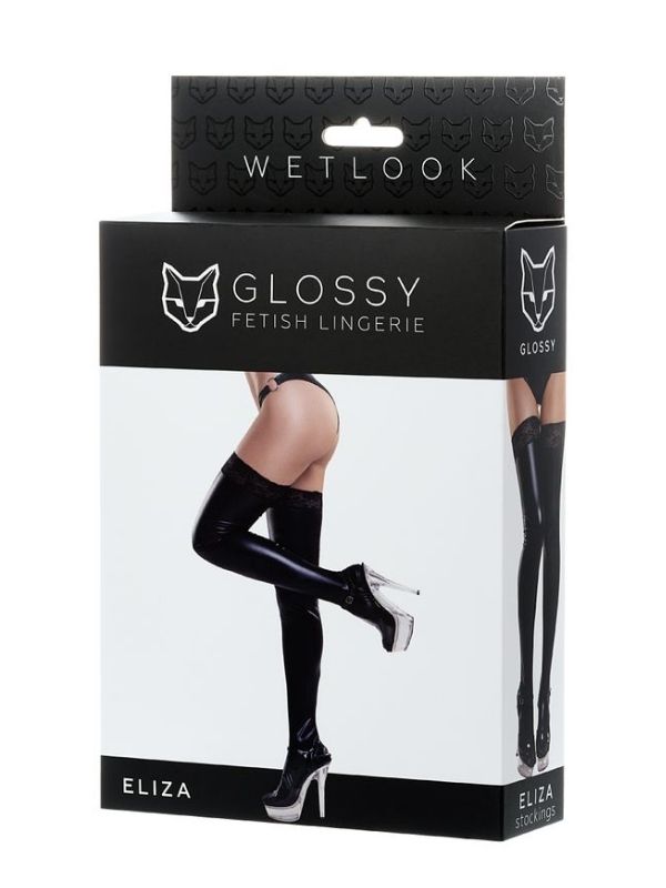 Censan Glossy ELİZA Dantelli Deri Çorap