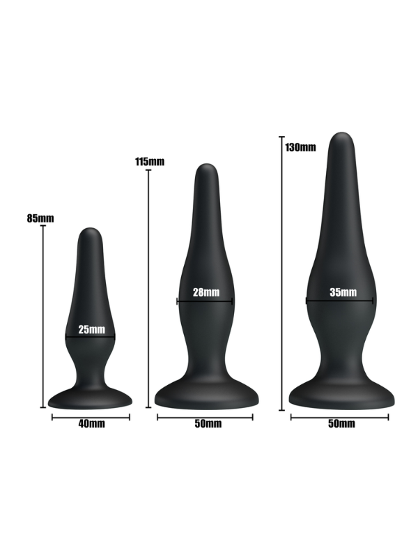 Censan Siyah Silikon Anal Tıkaç Set