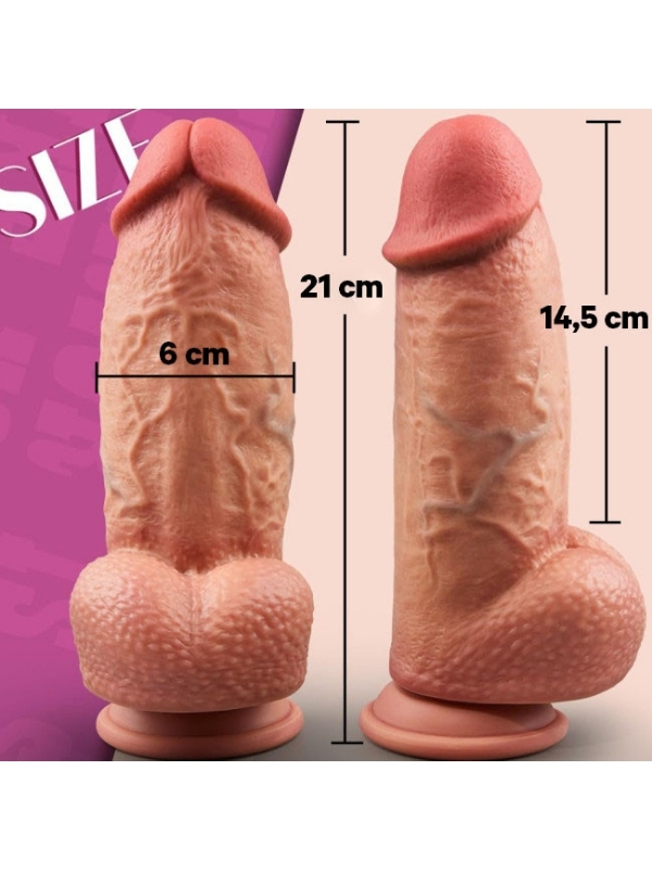 Censan SuperLove Realistik Dual Density Dildo – 21 cm Güçlü Emme Tabanlı Vücut Dostu Silikon
