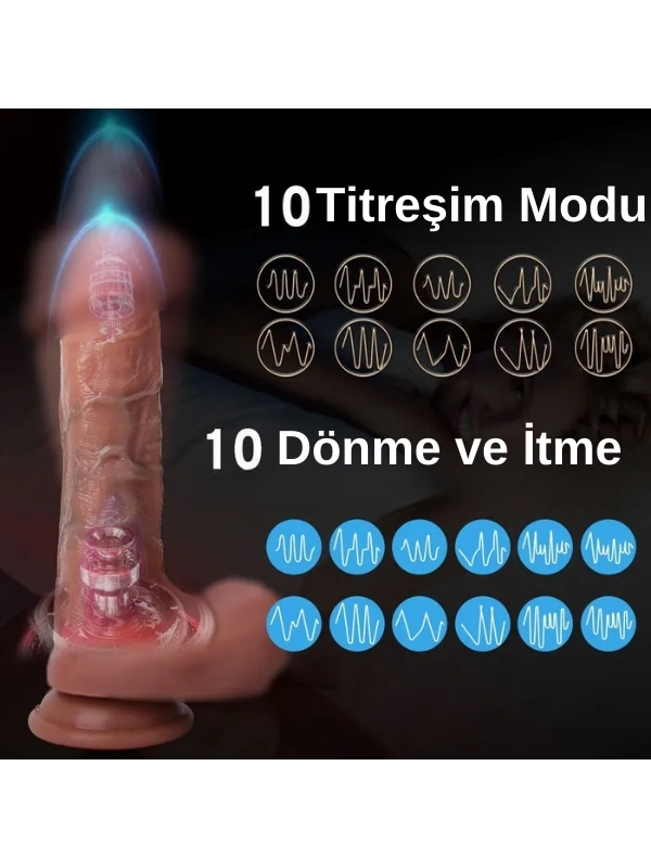 Censan Ultra Realistik Isıtma İleri Geri ve Dönme Fonksiyonlu Gerçekçi Vibratör