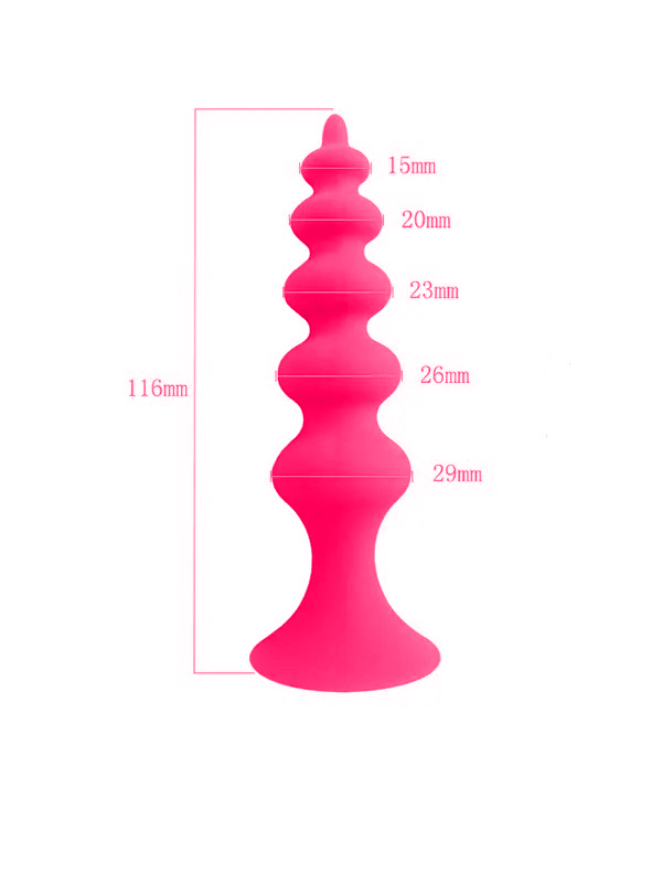 Censan Vantuzlu Boğumlu Silikon Anal Plug Pembe