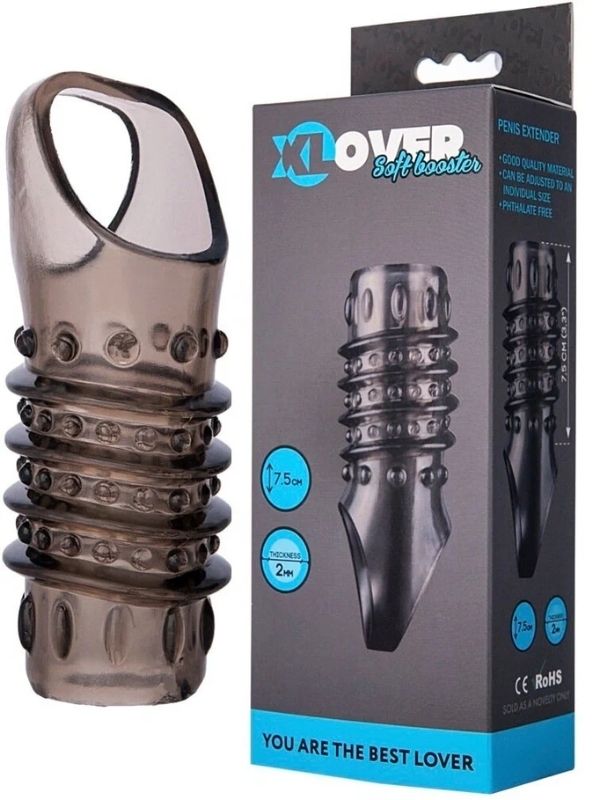 Censan  XLover Penis Extender Kılıfı TPE Siyah Şeffaf 7.5 cm