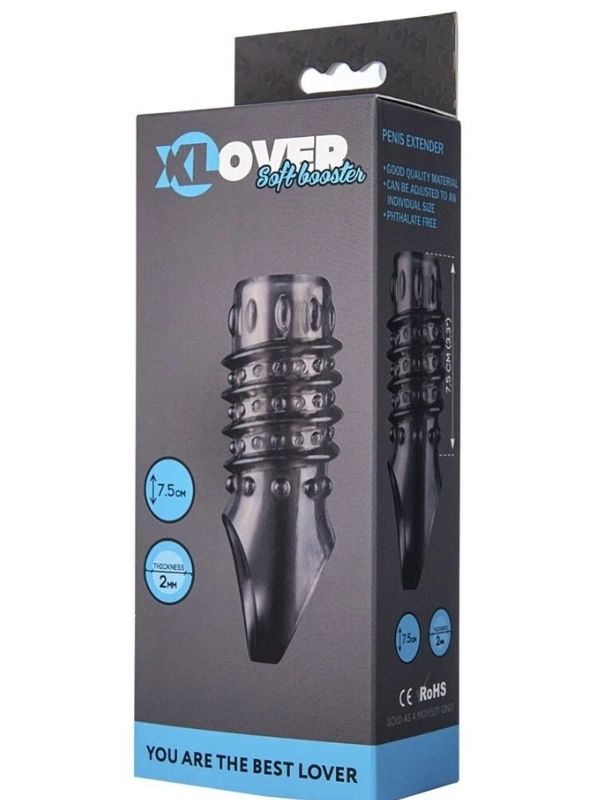 Censan  XLover Penis Extender Kılıfı TPE Siyah Şeffaf 7.5 cm