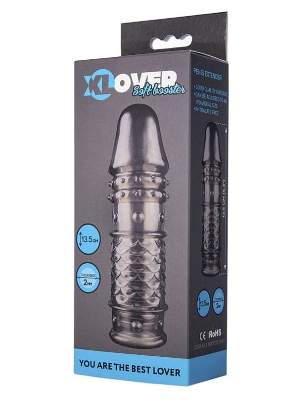 Censan XLover Penis Kılıfı TPE Siyah Şeffaf 13,5 cm