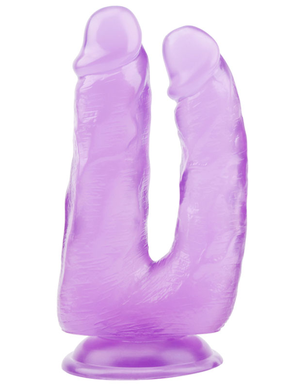 Hi-Rubber Şeffaf Jel İkili Dildo - 18cm Mor