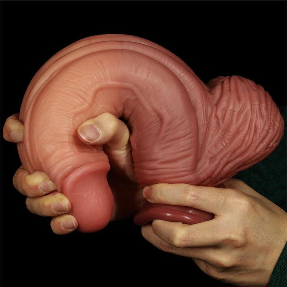 Love Toy 10 İnç Dual layered Platinum Silicone Cock Dildo