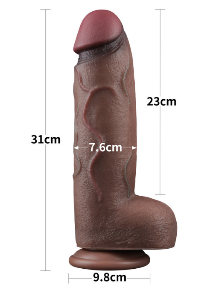 Love Toy 12 İnç Dual Layered Silicone Cock XXL