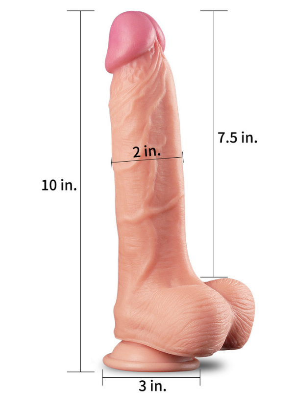 Love Toy 10 İnç Dual Layer Platinum Silicone Cock Dildo