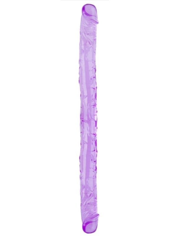 Çift Taraflı Esnek Dildo 34 cm – Gerçekçi Dokulu Mor Renk