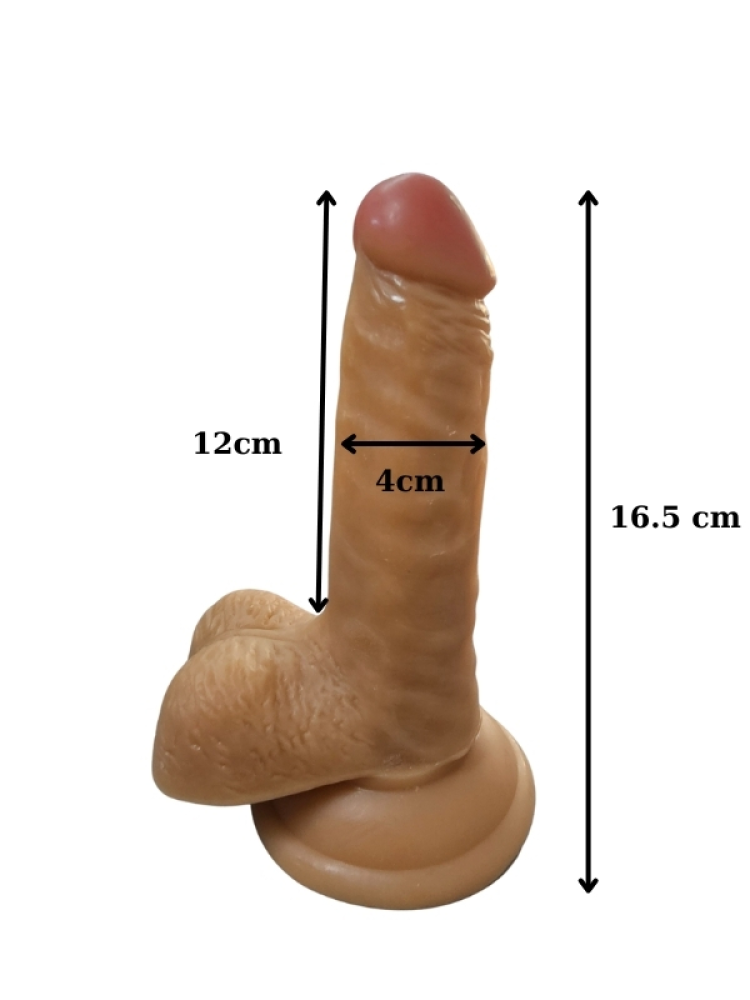Gerçekçi Testisli Melez Dildo 16.5 cm