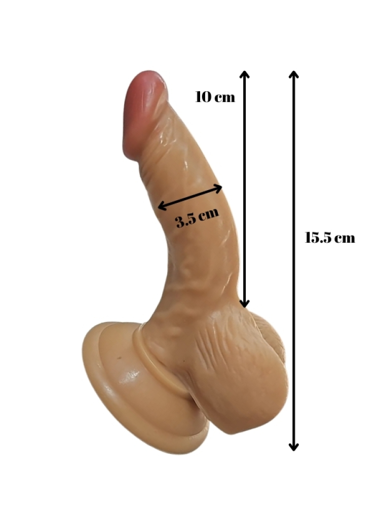 Gerçekçi Testisli Melez Dildo 15.5 cm