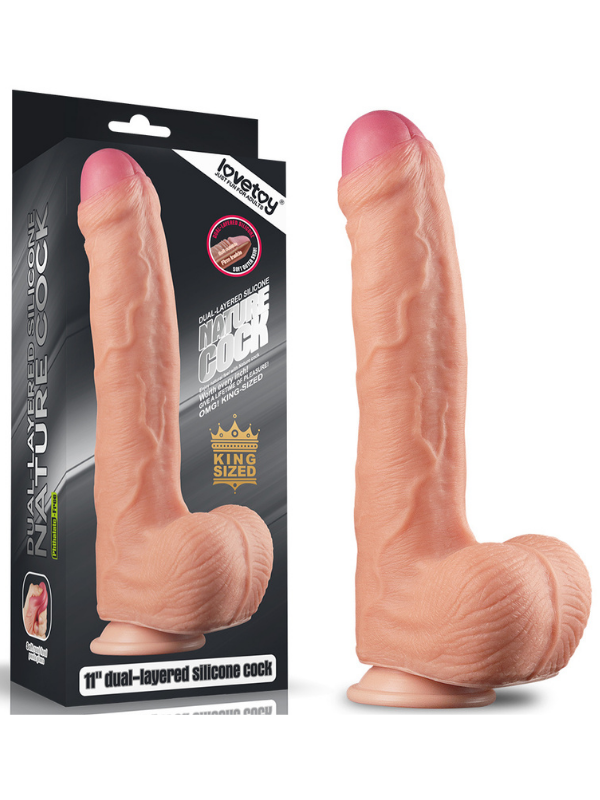 LoveToy 11 İnç Dual Layer Platinum Silicone Cock