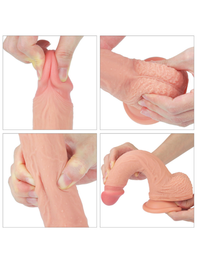 Love Toy 8.5 İnç Dual layered Platinum Silicone Cock Ten Dildo