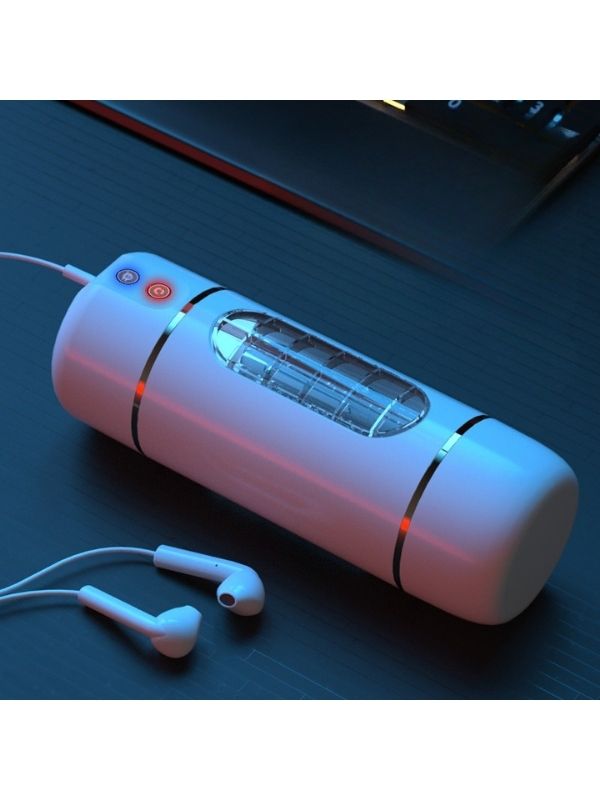 10 Mod Titreşimli Sesli Akıllı Mastürbatör Pilli Beyaz