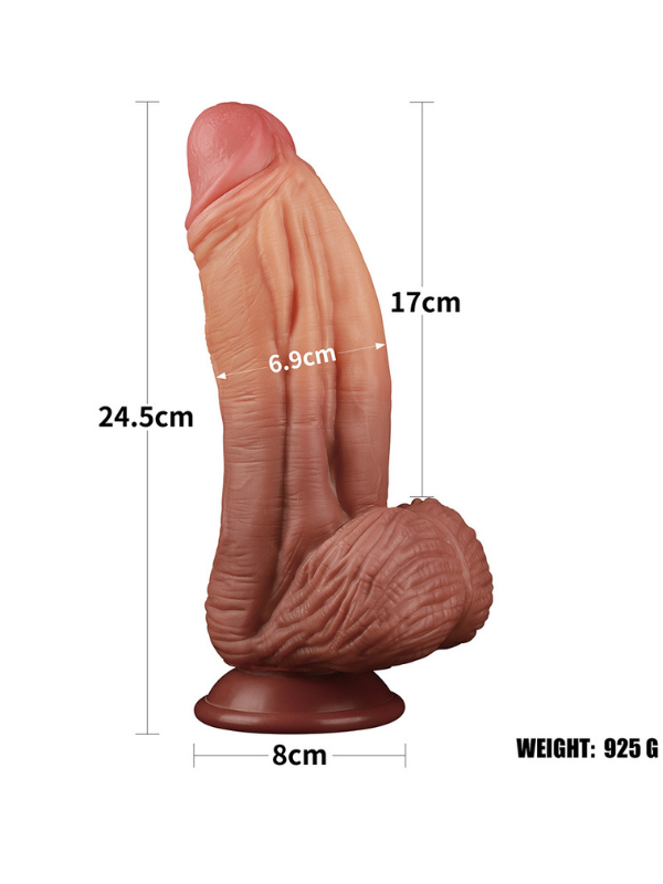 Censan 10 İnç Dual layered Platinum Silicone Cock Dildo