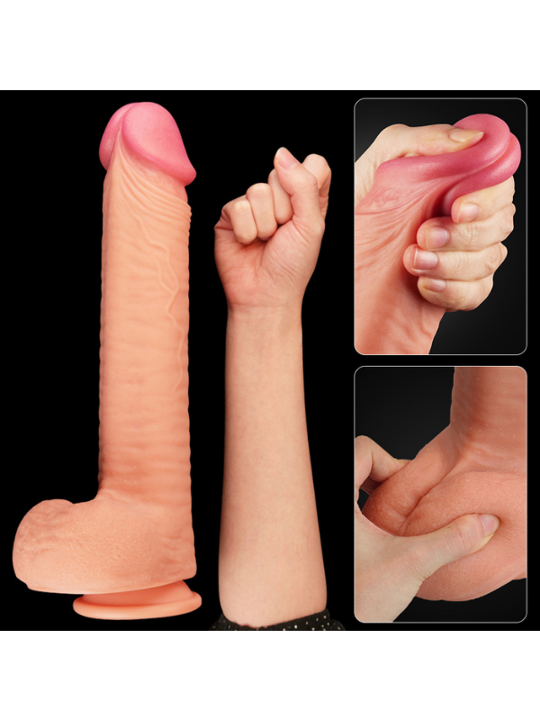 Censan 12 İnç Dual Layered Platinum Silicone Cock Dildo