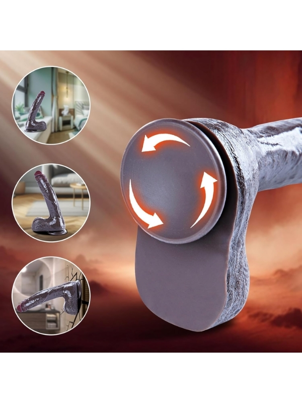 Censan 26 cm Black Giant XXL Gerçekçi Silikon Dildo – Güçlü Vakum Tabanlı, Kalın ve Esnek Tasarım