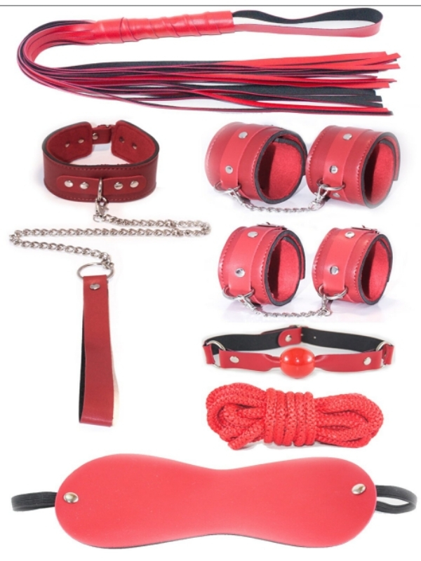 Censan 7 Parça Fetiş Esaret Seti Kırmızı