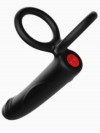 Censan Çift Penis Halkalı Titreşimli Prostat Masaj Aleti ve Dildo Vibratör - Geciktirici Etkili & Testis Uyarıcı Esnek Silikon Anal Plug