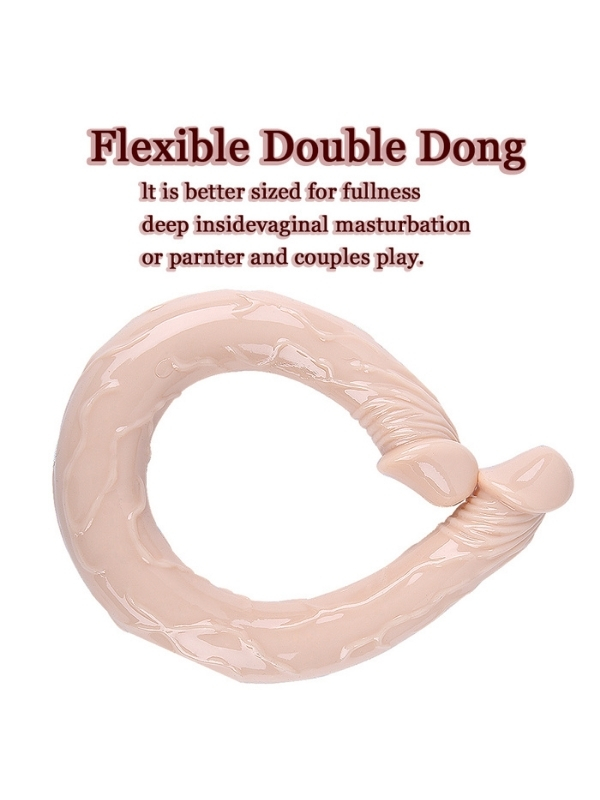 Censan Çift Taraflı Esnek Dildo 40 cm – Gerçekçi Dokulu Ten Renk