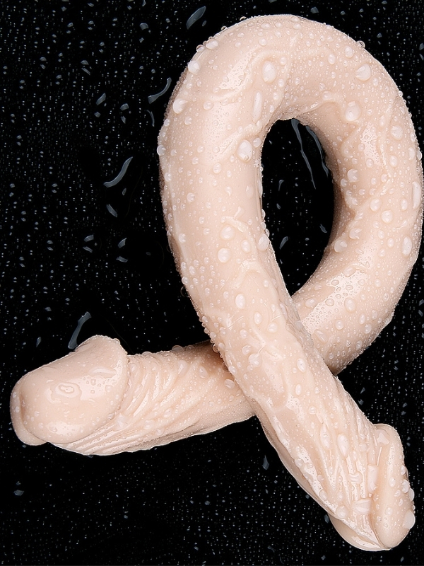 Censan Çift Taraflı Esnek Dildo 40 cm – Gerçekçi Dokulu Ten Renk