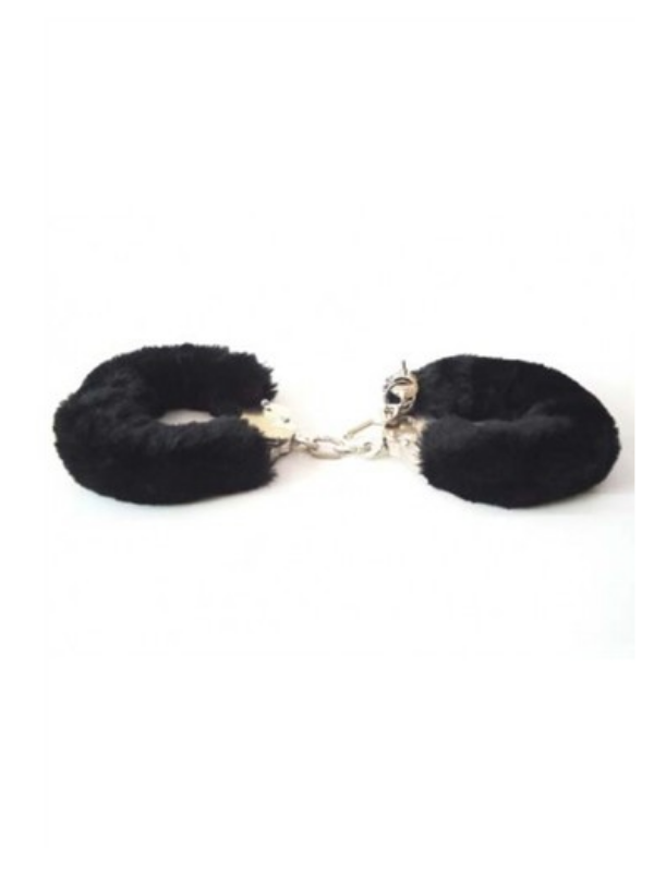 Censan Fetiş Fantezi Siyah Peluşlu Metal Kelepçe