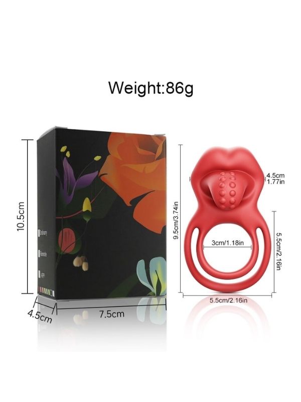 Censan G-Noktası Uyarımlı Dilli Titreşimli Penis Halkası – Çift Yönlü Zevk