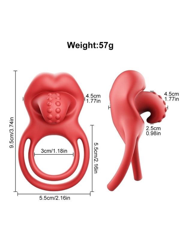 Censan G-Noktası Uyarımlı Dilli Titreşimli Penis Halkası – Çift Yönlü Zevk