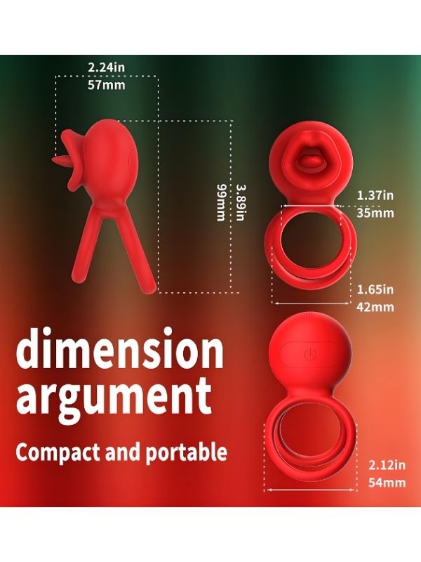 Censan G-Noktası Uyarımlı Dönen (swing) Haraketli Dilli Titreşimli Penis Halkası – Çift Yönlü Zevk