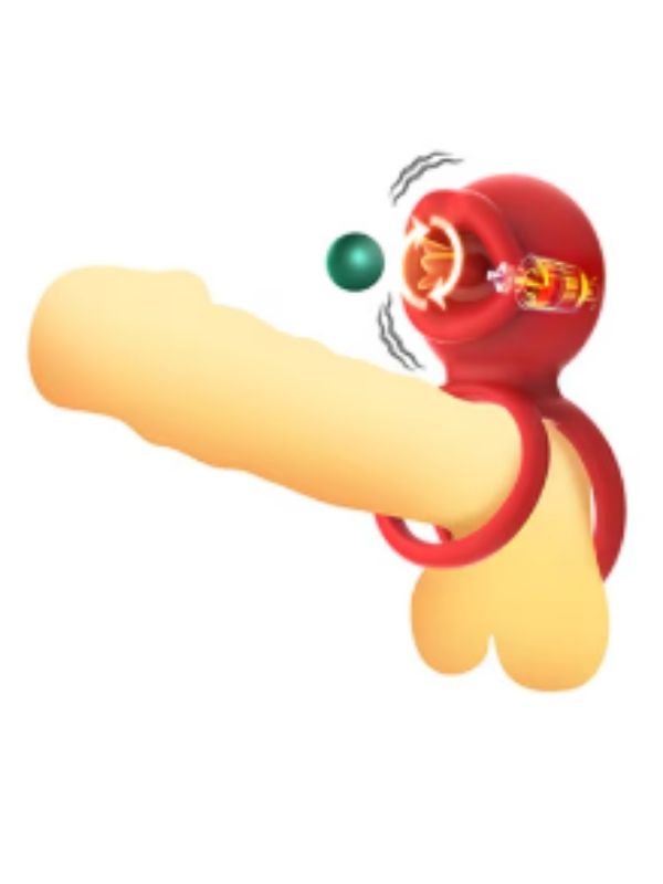 Censan G-Noktası Uyarımlı Dönen (swing) Haraketli Dilli Titreşimli Penis Halkası – Çift Yönlü Zevk