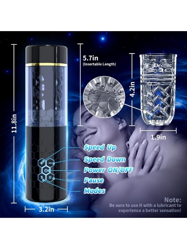 Censan Kablosuz Elleri Serbest Bırakan Erkek Mastürbatörü – 10 Otomatik İleri Geri ve Dönen Mod, Ayarlanabilir Vantuz Taban, 3D Dokulu İç Kılıf