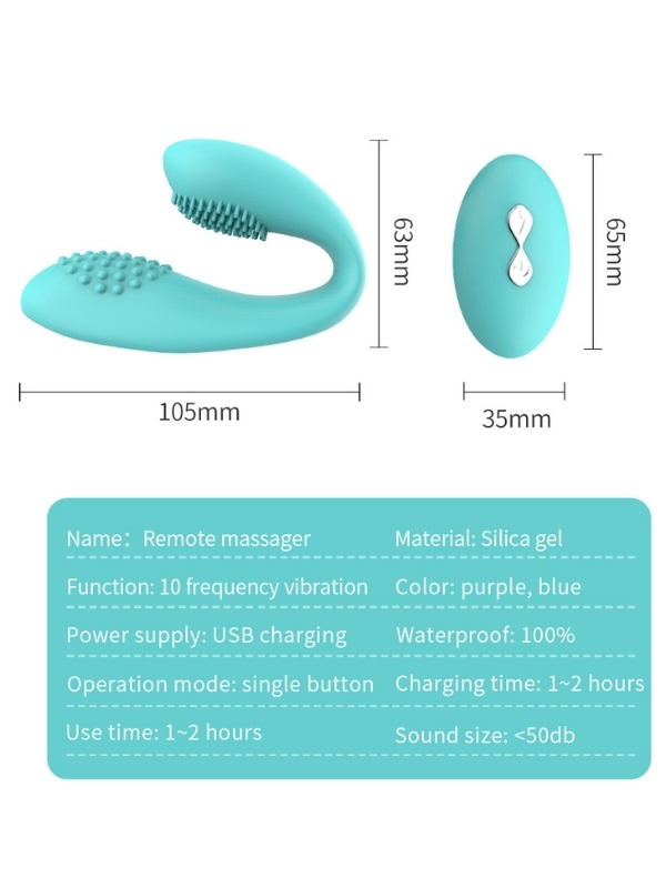 Censan Kablosuz Kumandalı Tırtıklı Klitoris ve G-Spot Uyarıcı 2 in 1 Çift C Vibratör