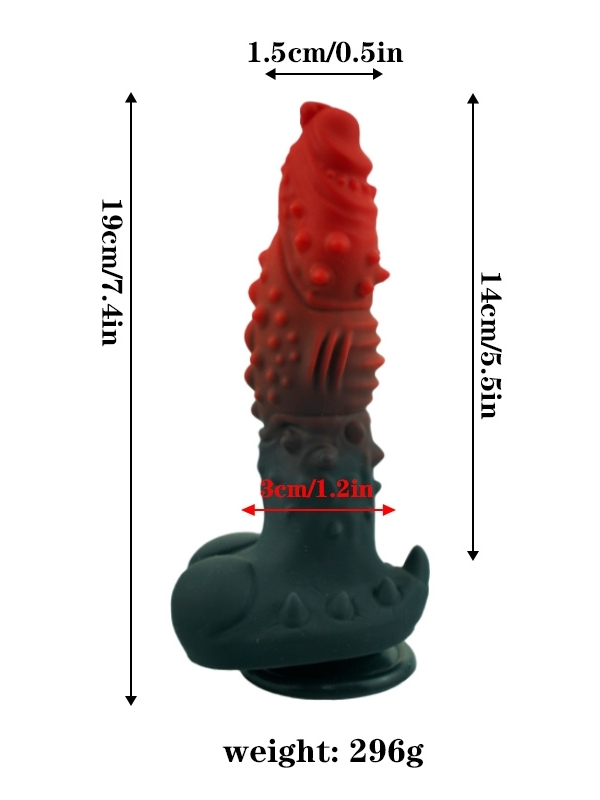Censan Kırmızı Siyah Canavar Dildo Model 1