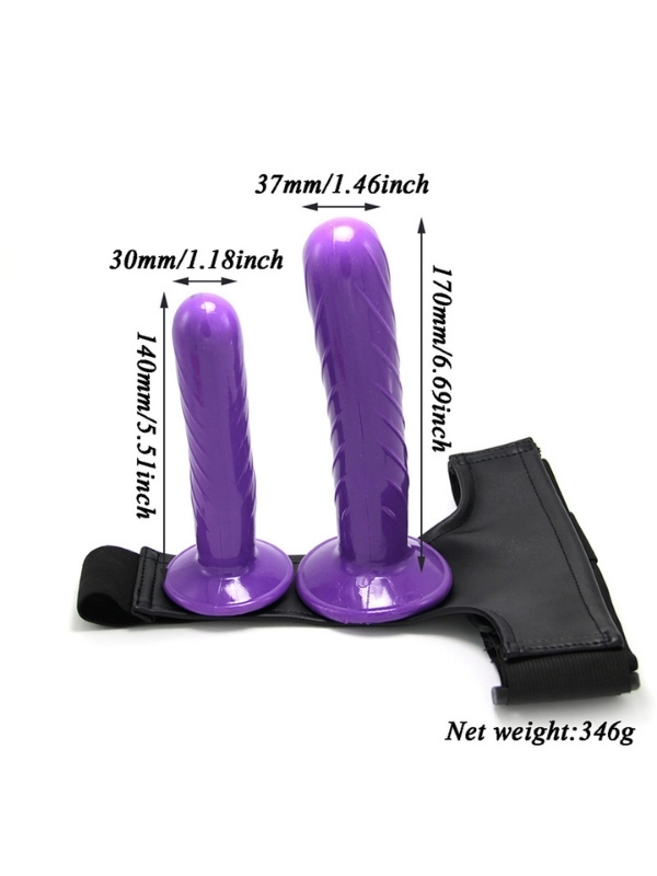 Censan Mor Double Dong Titreşimli Belden Bağlamalı Çift Taraflı Bisex Dildo Vibratör