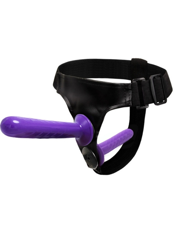 Censan Mor Double Dong Titreşimli Belden Bağlamalı Çift Taraflı Bisex Dildo Vibratör