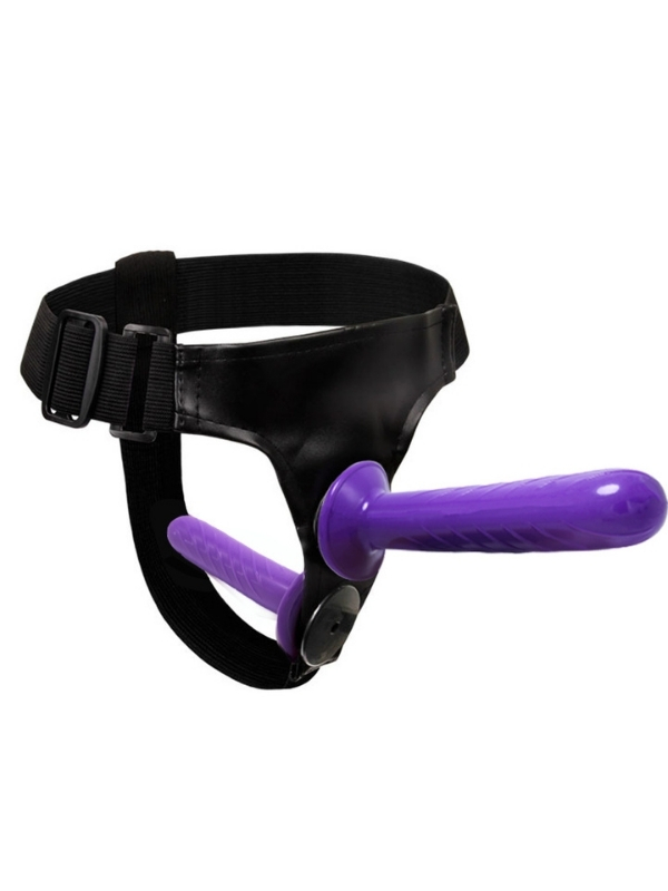 Censan Mor Double Dong Titreşimli Belden Bağlamalı Çift Taraflı Bisex Dildo Vibratör model 2