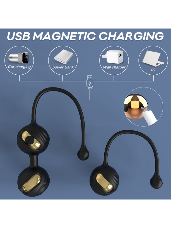 Censan S-Hande Gem Şarjlı Ağırlıklı Güçlü Titreşimli Vajina Kas Geliştirici Kegel Egzersiz Vajinal Topları