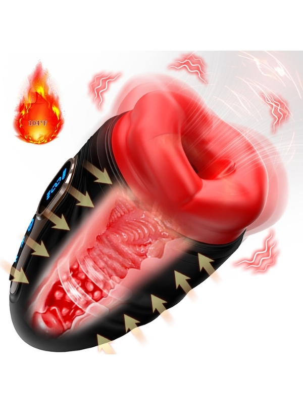 Censan Şarjlı Isıtmalı ve Titreşimli Silikon Dudak Girişli Otomatik Oral Mastürbatör